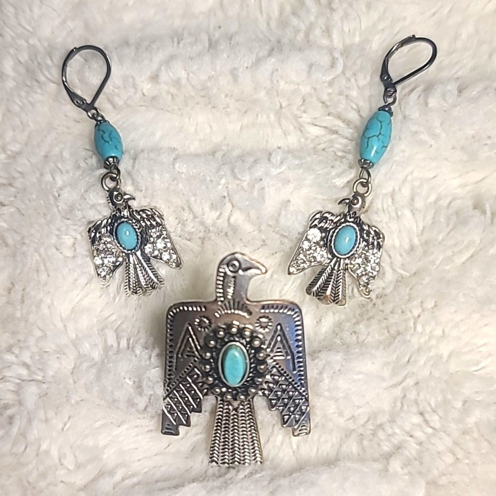 Boho Thunderbird Ring and earrings set!